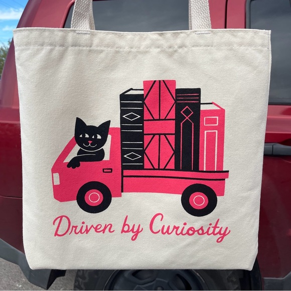 Driven by Curiosity Book Truck tote bag - book bag - Picture 1 of 1